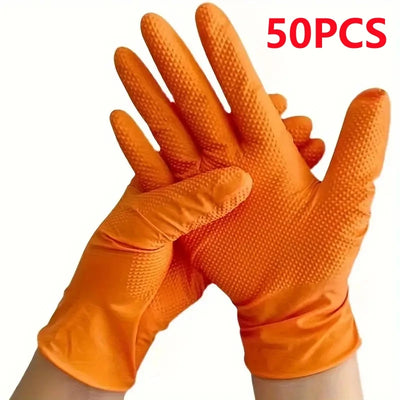Heavy Duty Orange Nitrile Gloves 8Mil Industrial Disposable Gloves