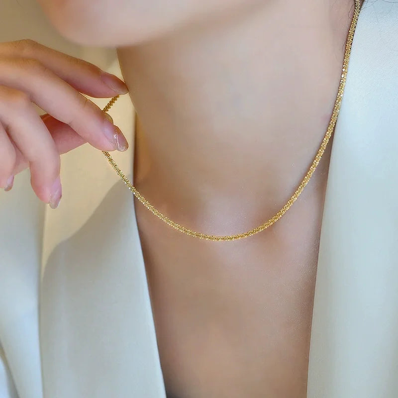 New Popular Silver Colour Sparkling Clavicle Chain Choker Necklace For Women Fine Jewelry Wedding Party Gift