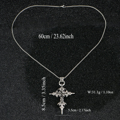 Vintage Gothic Skull Jesus Cross Pendant Necklace Catholic Jewelry for Men Punk Religious Amulet Necklace Vintage Gothic Skull J