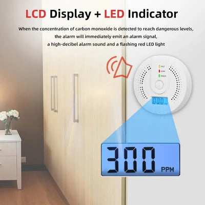 Independent CO Alarm Sensor Carbon Monoxide Alarm Detector High Sensitive Warning LCD Display CO Alarm With UL2034