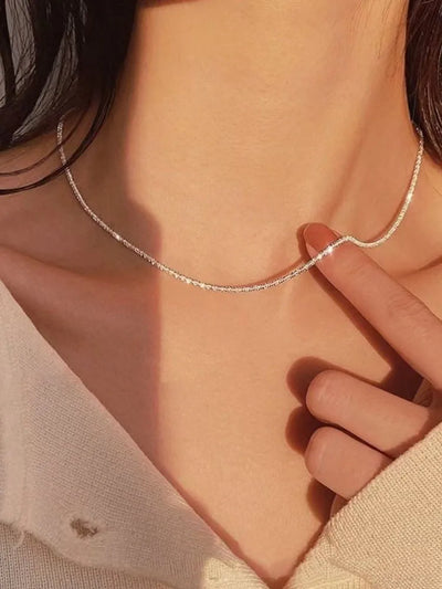 New Popular Silver Colour Sparkling Clavicle Chain Choker Necklace For Women Fine Jewelry Wedding Party Gift