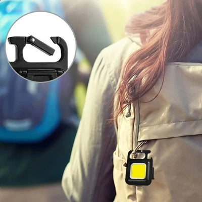 Rechargeable COB LED Keychain Flashlight Portable Magnetic Super Bright Torch for Camping Hiking Outdoor Use&Self-Defense Tool