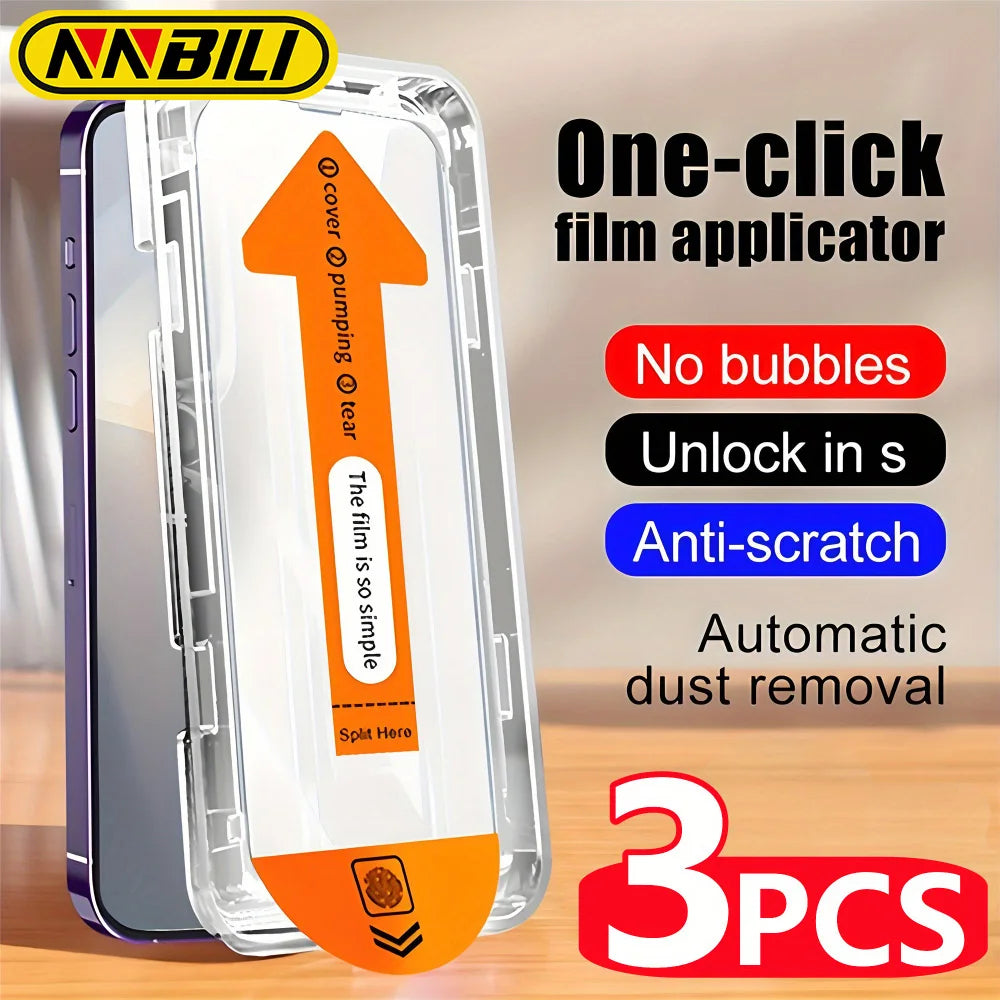 NNBILI Oleophobic Coating Dust Free Easy Installation Screen Protector For iPhone 14 11 13 12 15 16 Pro Max Mini XS X XR Glass