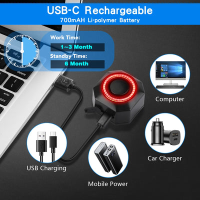 Awapow Bicycle Alarm Taillight Burglar Bike Light