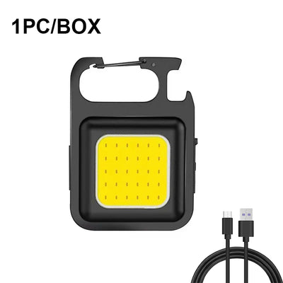 Rechargeable COB LED Keychain Flashlight Portable Magnetic Super Bright Torch for Camping Hiking Outdoor Use&Self-Defense Tool