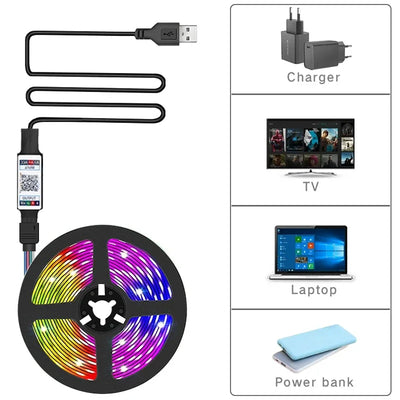 5V 5050 LED Strip Lights Room Decoration Home 30LEDs/m RGB Tape Festoon Backlight Smart Christmas Lights Bluetooth App Control