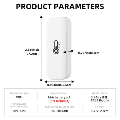 Tuya WiFi Temperature and Humidity Sensor Indoor Humidity Sensor Battery Powered APP Monitoring For Alexa Google Home Voice