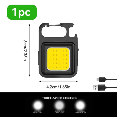 1pc COB Keychain Work Light, Flashlight With 4 Lighting Modes, Keychain Light Emergency Light Mini Flashlight With Magnetic Base