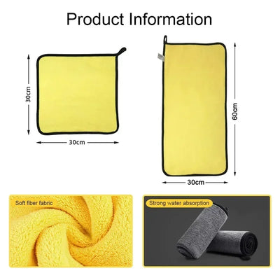 Cars Wash Microfiber Towel 30x30/60CM Car Cleaning Drying Cloth Hemming Cars Care Cloth Detailing Car Wash Towel