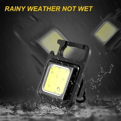 Rechargeable COB LED Keychain Flashlight Portable Magnetic Super Bright Torch for Camping Hiking Outdoor Use&Self-Defense Tool