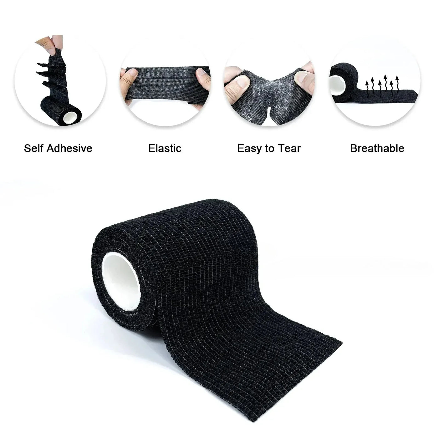 1roll 2.5/5/7.5/10cm*4.8m Non Woven Elastic Self Adhesive Bandage Cohesive Bandage for Sports Fixing Finger Wrist Leg