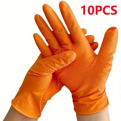 Heavy Duty Orange Nitrile Gloves 8Mil Industrial Disposable Gloves