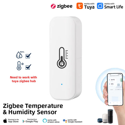Tuya WiFi Temperature and Humidity Sensor Indoor Humidity Sensor Battery Powered APP Monitoring For Alexa Google Home Voice