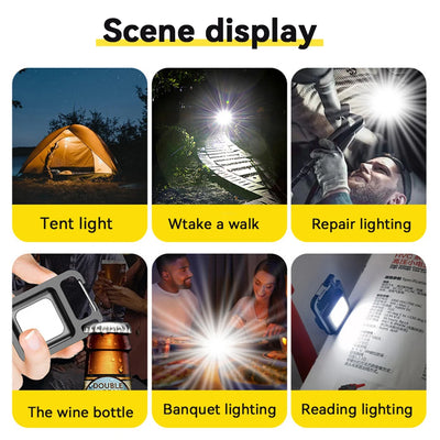 1pc COB Keychain Work Light, Flashlight With 4 Lighting Modes, Keychain Light Emergency Light Mini Flashlight With Magnetic Base