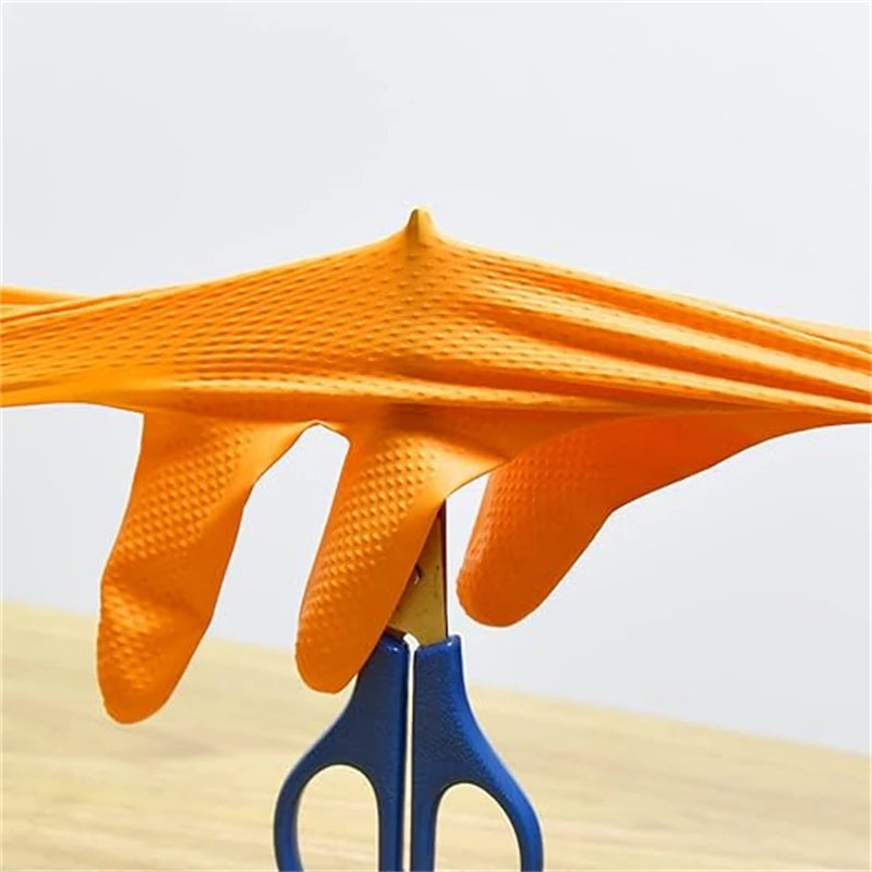 Heavy Duty Orange Nitrile Gloves 8Mil Industrial Disposable Gloves
