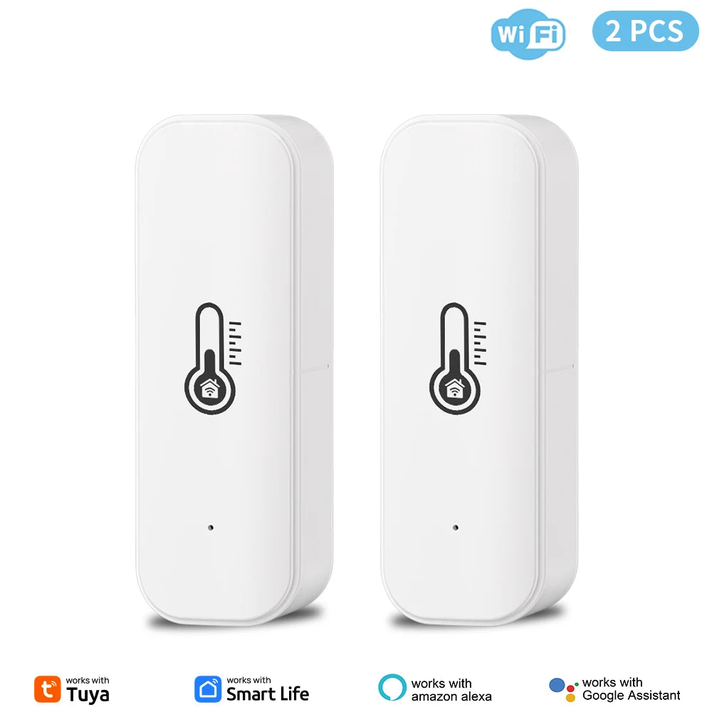 Tuya WiFi Temperature and Humidity Sensor Indoor Humidity Sensor Battery Powered APP Monitoring For Alexa Google Home Voice