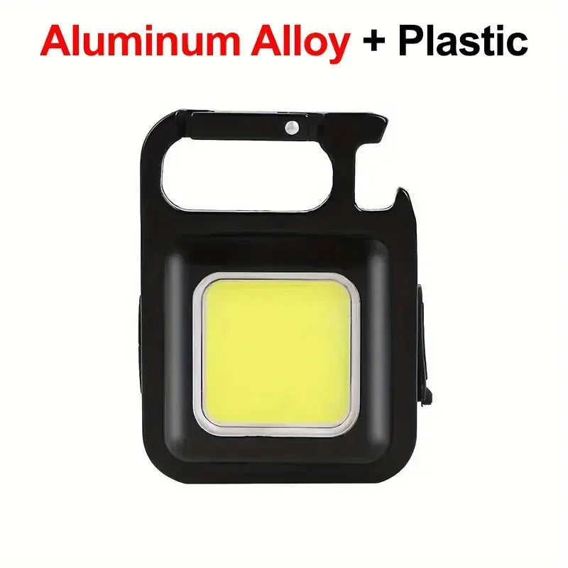 Rechargeable COB LED Keychain Flashlight Portable Magnetic Super Bright Torch for Camping Hiking Outdoor Use&Self-Defense Tool