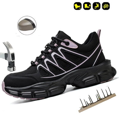 Clearance_Fashion Safety Shoes Women Work Sneakers structured Shoes pneumatic-Proof Protective Shoes Work Boots Steel Toe Shoes_