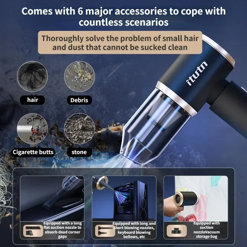ITUTN Wireless Car Vacuum Cleaner Portable Powerful Cleaning Machine Car Accessories Vacuum Pump Home Appliance Air Blower